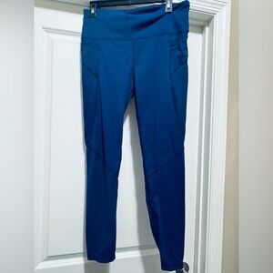 Ladies Blue High-Waisted Leggings with Pockets